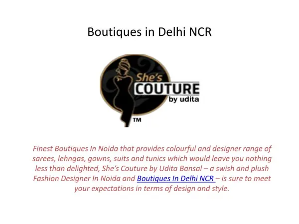 Best Boutiques in Delhi NCR Noida