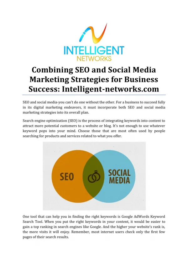Combining SEO and Social Media Marketing Strategies, Intelligent-networks.com