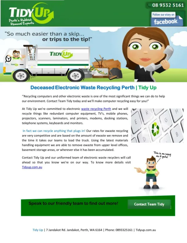 Deceased Electronic Waste Recycling Perth | Tidy Up
