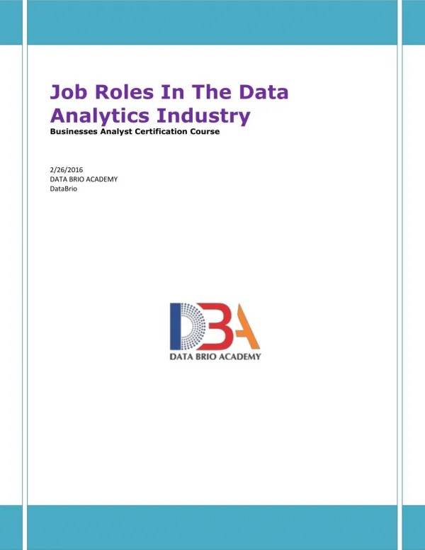 Job Roles In The Data Analytics Industry