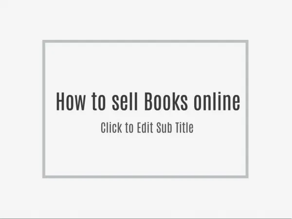 How to sell Books online