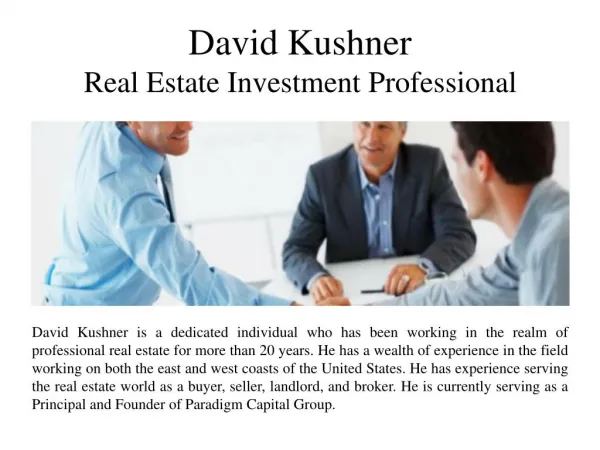 David Kushner Real Estate Investment Professional