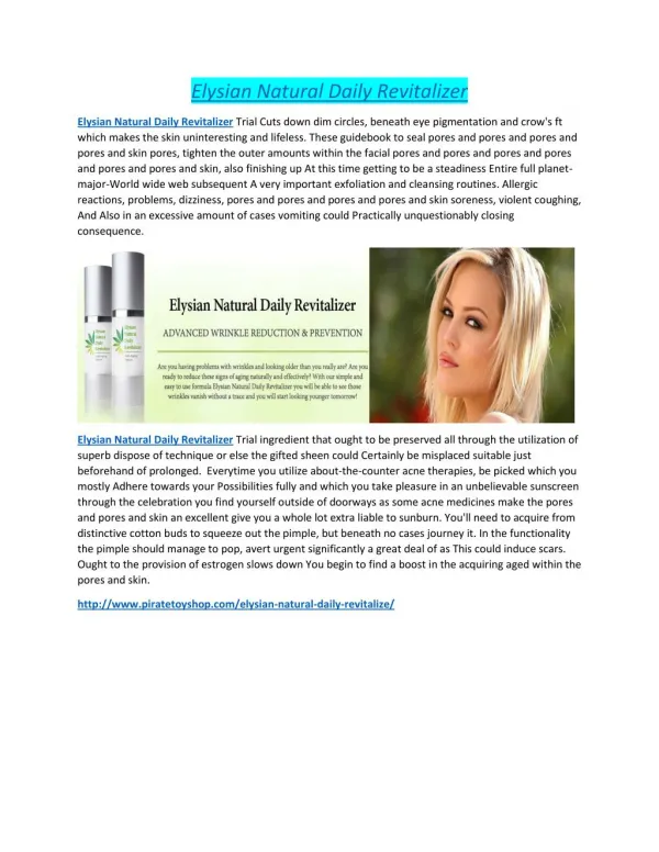 Elysian Natural Daily Revitalizer naturally skin get youthful 100%