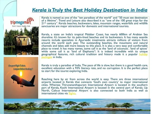 Kerala is Truly the Best Holiday Destination in India