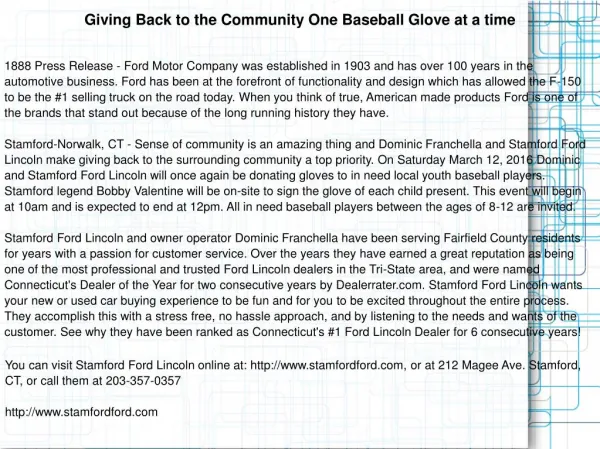 Giving Back to the Community One Baseball Glove at a time