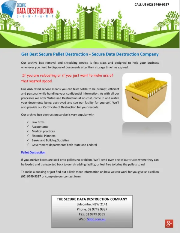 Get Best Secure Pallet Destruction - Secure Data Destruction Company