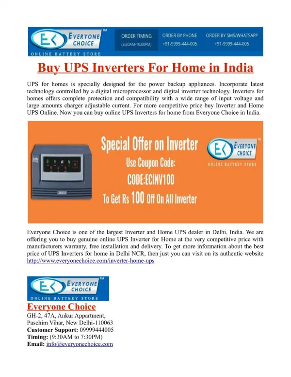 Buy UPS Inverters For Home in India