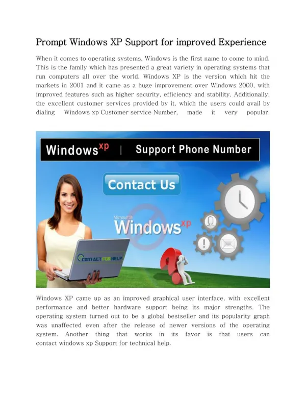 Prompt Windows XP Support for improved Experience