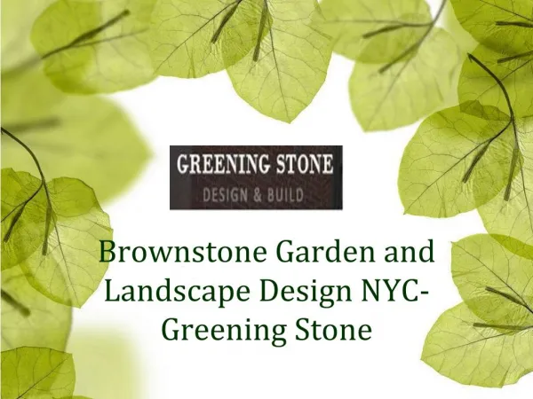 Brownstone Garden and Landscape Design NYC- Greening Stone