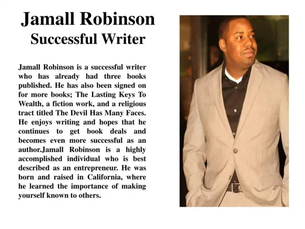 Jamall Robinson Successful Writer