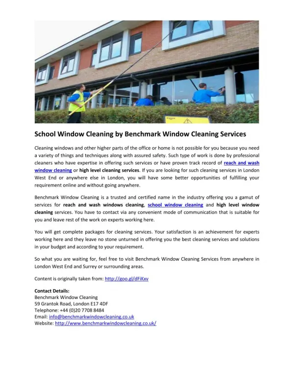 School Window Cleaning by Benchmark Window Cleaning Services