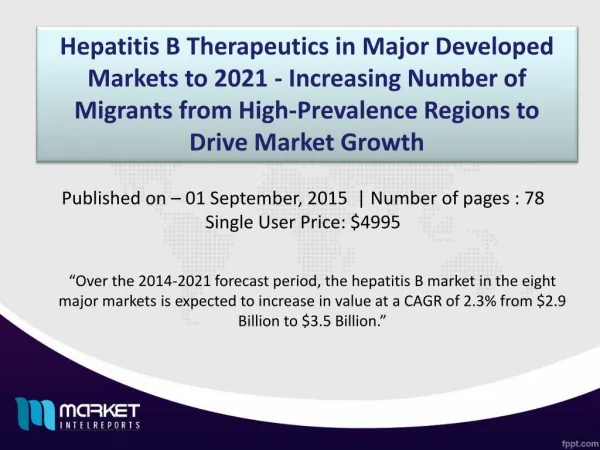 Hepatitis B Therapeutics Market worth 3.5 Billion by 2021