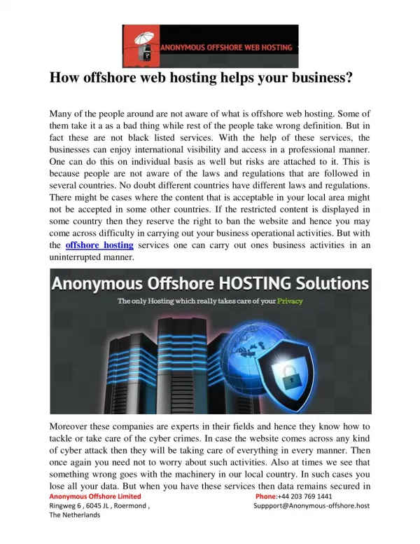 How offshore web hosting helps your business?
