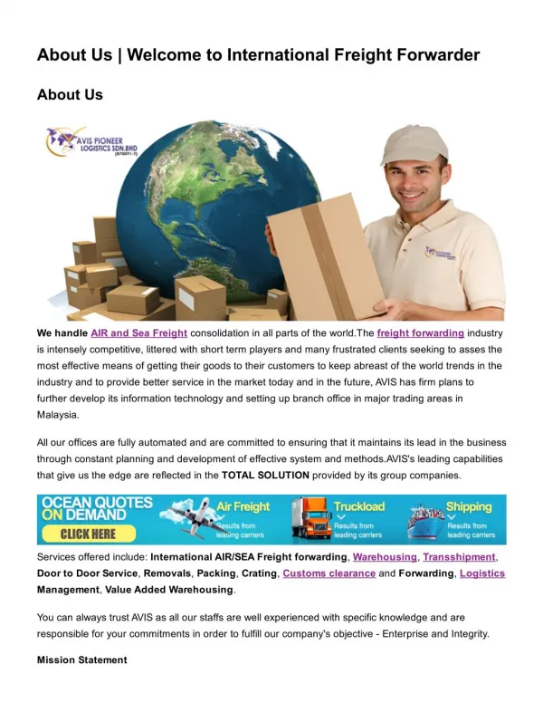 Avispioneer.com - Malaysia Logistics service provider