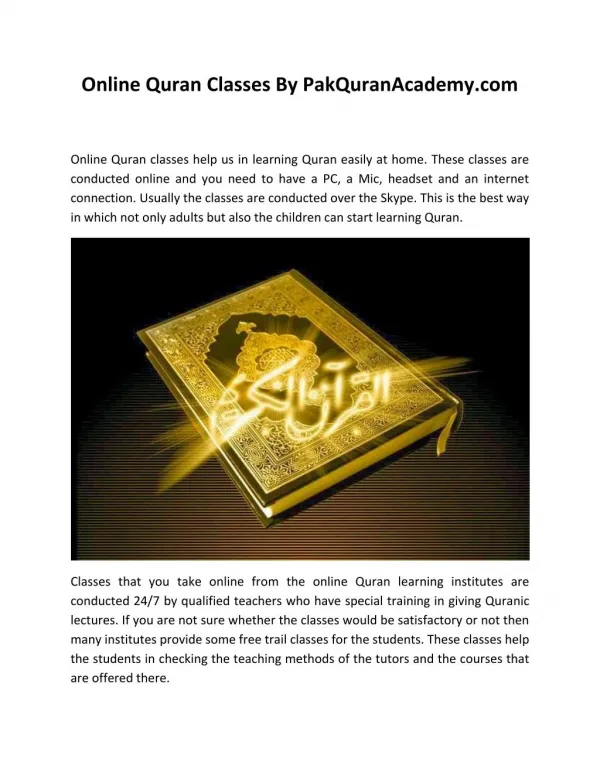 Online Quran Classes by Pak Quran Academy