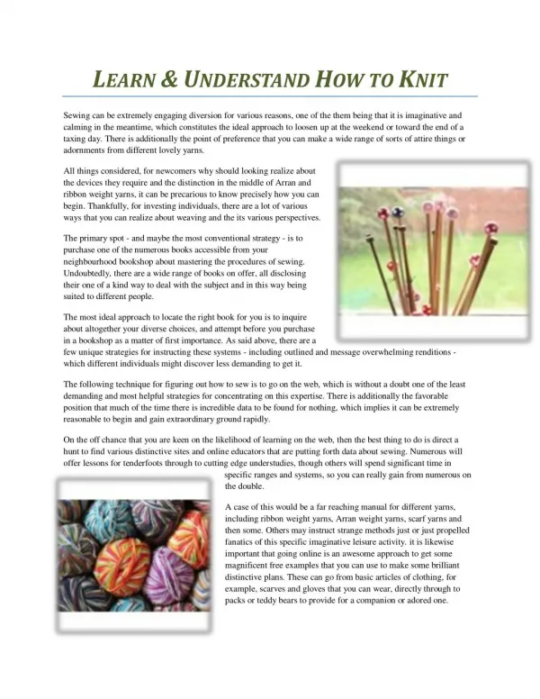 LEARN & UNDERSTAND HOW TO KNIT