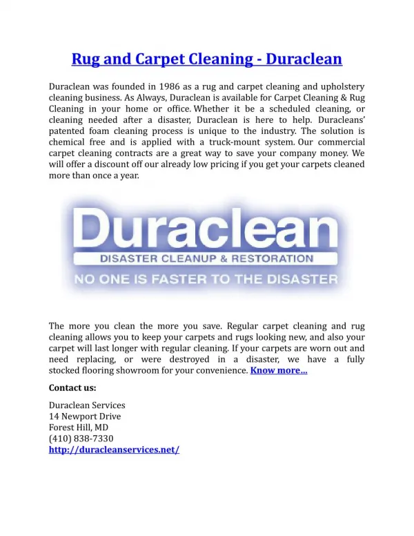 Rug and Carpet Cleaning Duraclean