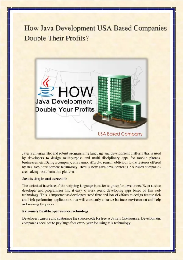 How Java Development USA Based Companies Double Their Profits?