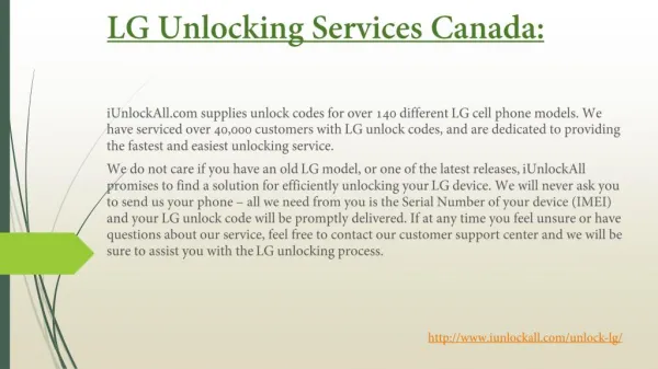 Unlock LG Smartphone Services Canada