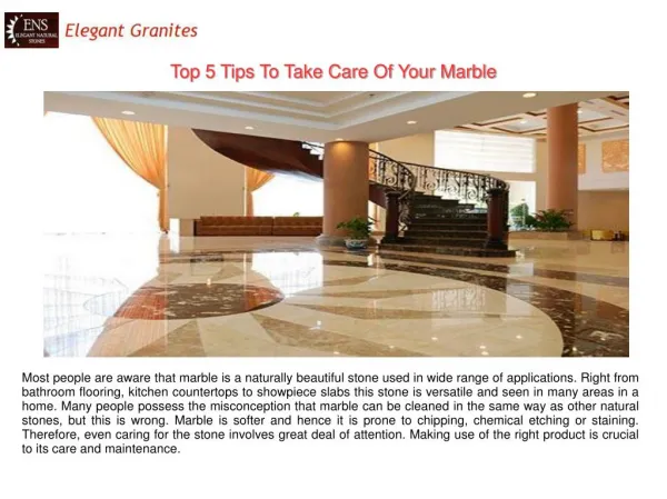 Top 5 Tips To Take Care Of Your Marble
