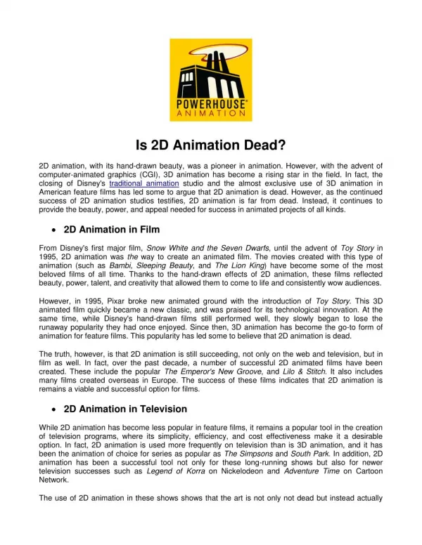 Is 2D Animation Dead?