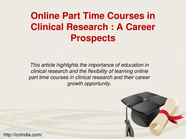 Best Clinical Research Intitute,Online Part Time Courses In Clinical Research