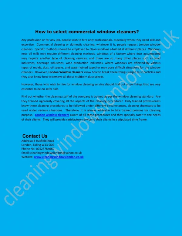 How to select commercial window cleaners?