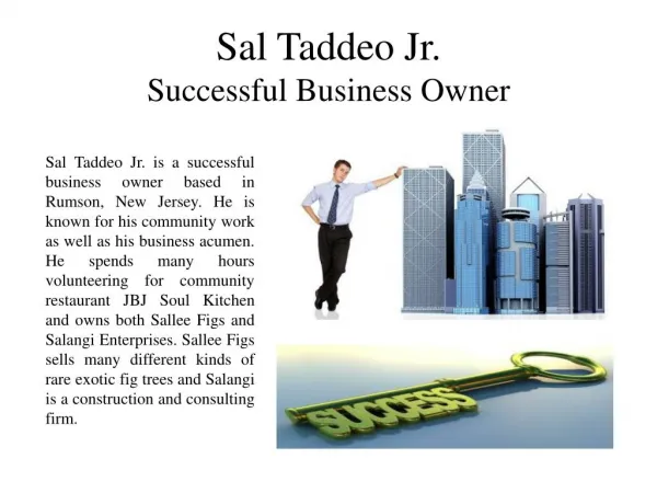 Sal Taddeo Jr. - Successful Business Owner