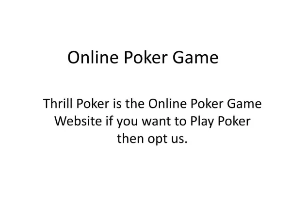 Online Poker Games in India