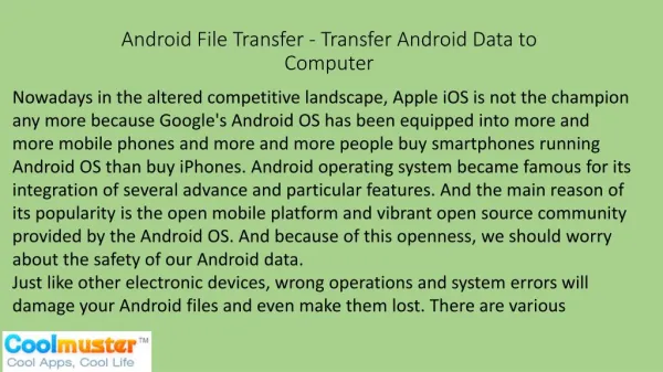 Android File Transfer - Transfer Android Data to Computer