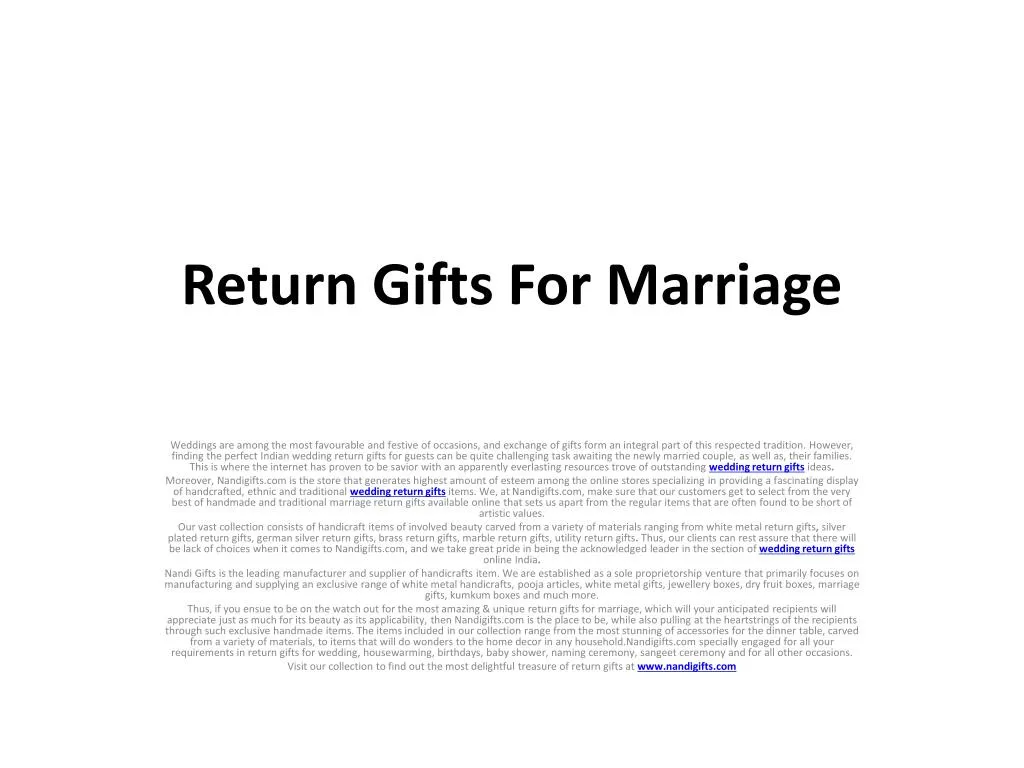 return gifts for marriage