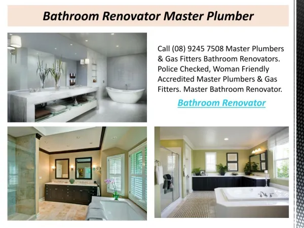 Bathroom Renovator Master Plumber