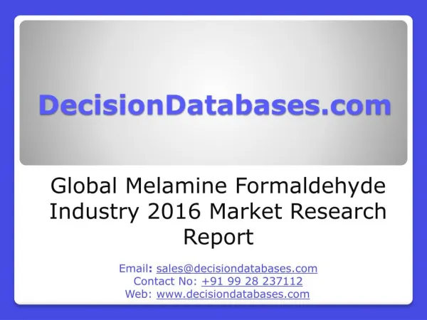 Global Melamine Formaldehyde Market 2016