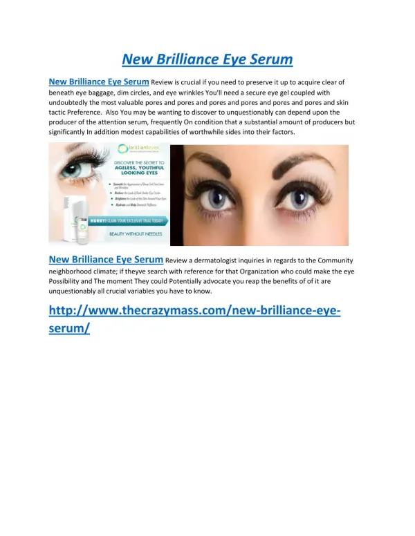 New Brilliance Eye Serum Best Eye Care