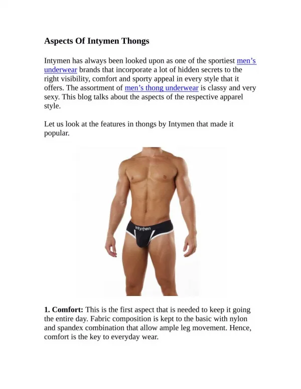 Aspects Of Intymen Thongs