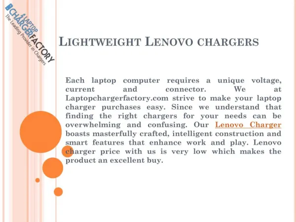 Lightweight Lenovo chargers