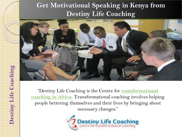 Get Motivational Speaking in Kenya from Destiny Life Coaching