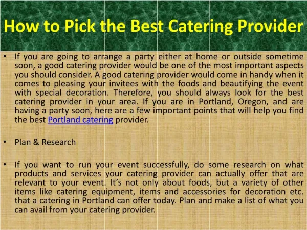Portland Catering