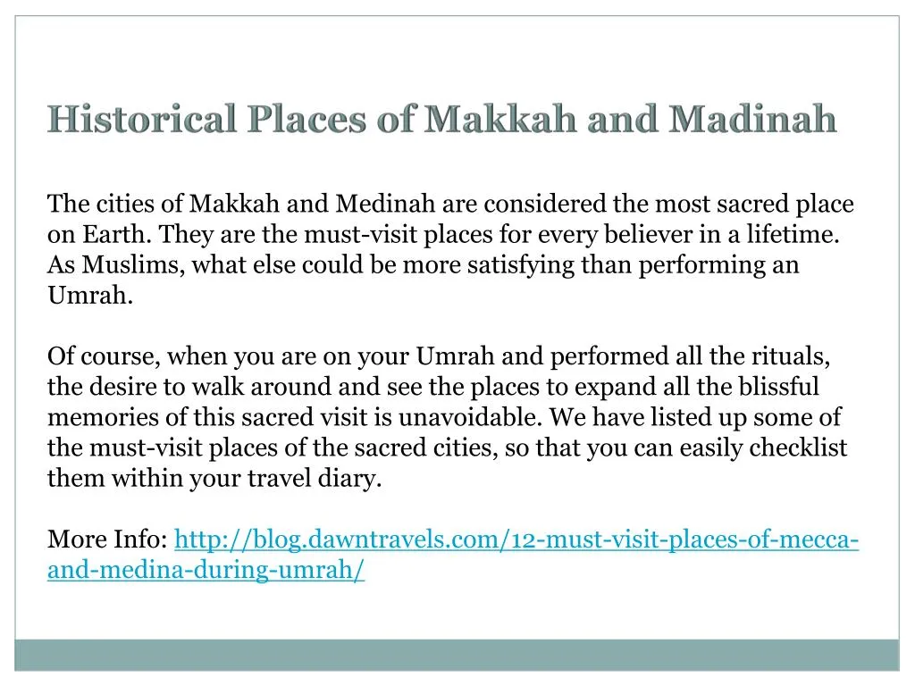 historical places of makkah and madinah