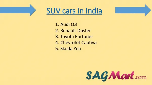 Find SUV cars in India 2016