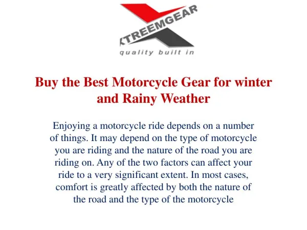 Buy the Best Motorcycle Gear for winter and Rainy Weather