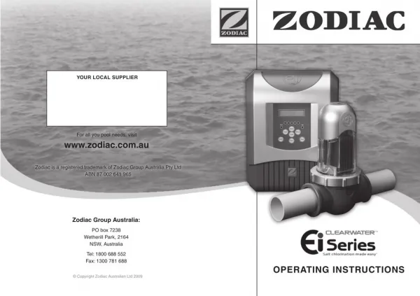 Owners Manual - Zodiac Pool