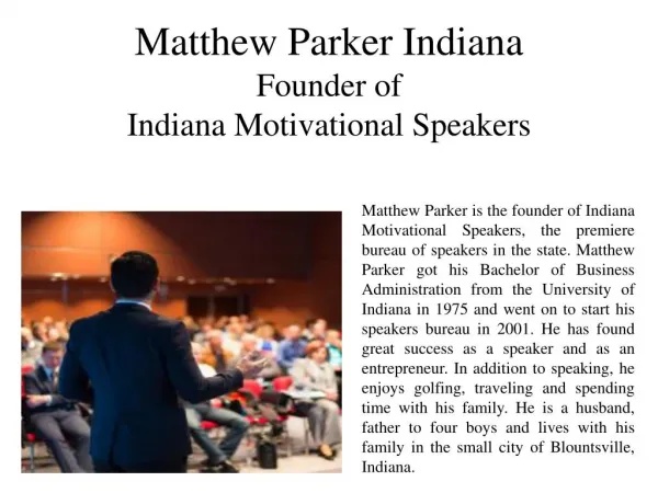 Matthew Parker Indiana - Founder of Indiana Motivational Speakers