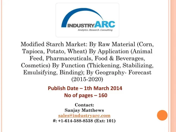 Modified Starch Market Share Report