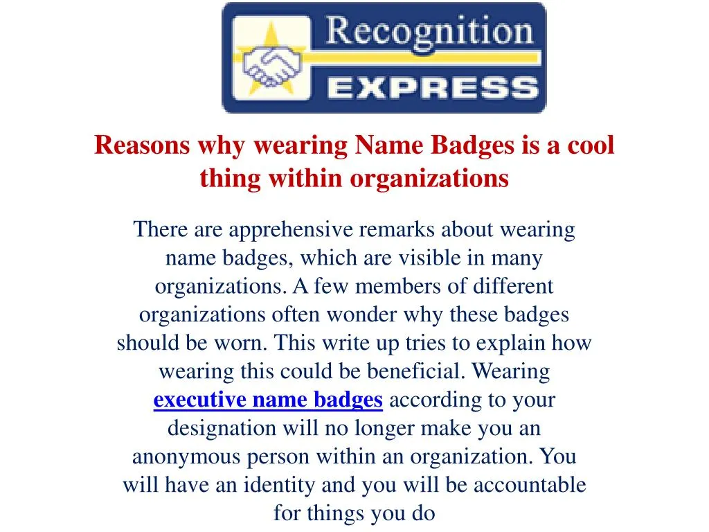 reasons why wearing name badges is a cool thing within organizations