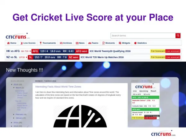 Get Cricket Live Score at your Place