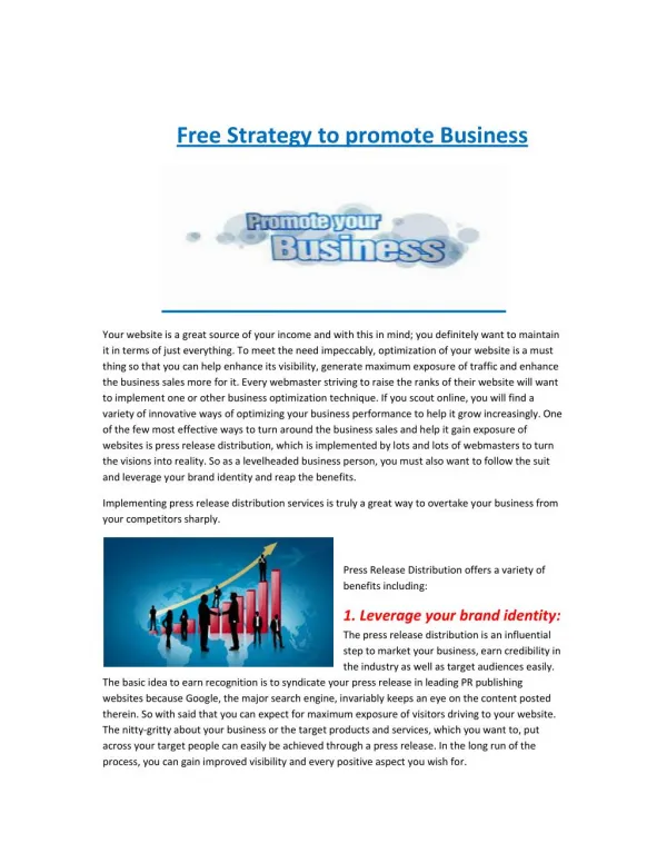Free Strategy to promote Business