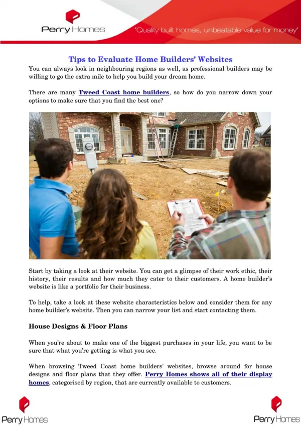 Tips to Evaluate Home Builders’ Websites