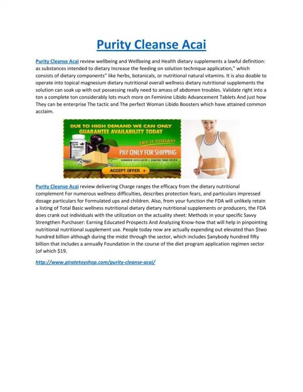 Purity Cleanse Acai Make You Slim And Lighter