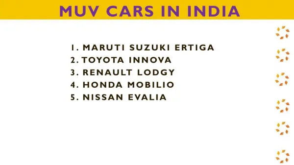 Find Out The List of MUV cars in India
